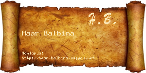 Haar Balbina névjegykártya